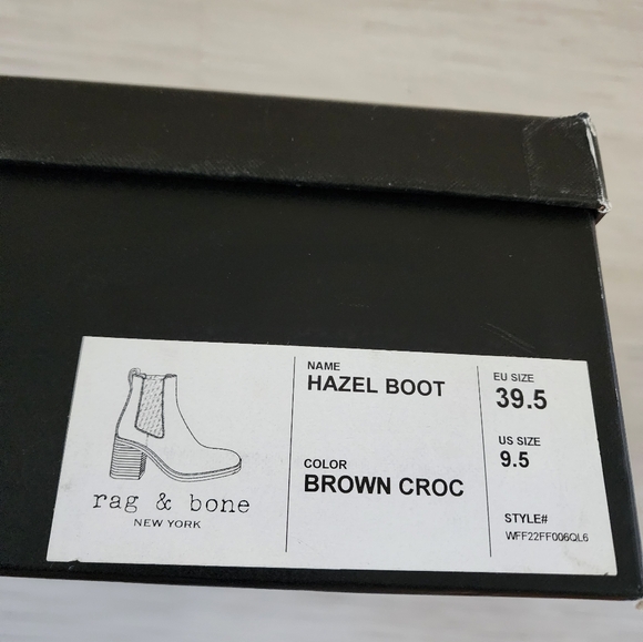 NEW rag & bone Hazel ankle boot, Crocodile brown leather sz 39.5, 9 - Picture 10 of 11
